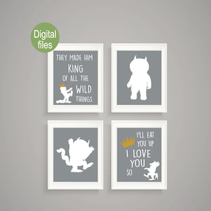 where the wild things are wall decor they made him king of all the wild things I&#39;ll eat you up I love you so wild things wild one