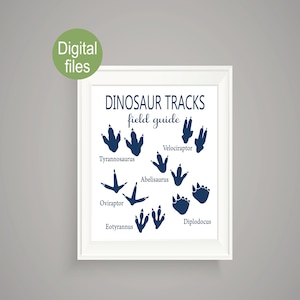 dinosaur wall decor dinosaur nursery wall art dino footprints digital file printable dinosaur room wall art T rex navy baby boy dino tracks