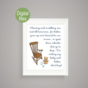 baby girl nursery wall decor nursery poem Cleaning and scrubbing can wait till tomorrow baby shower gift baby christmas gift girl nursery