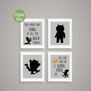 where the wild things are wall decor they made him king of all the wild things I&#39;ll eat you up I love you so wild things wild one