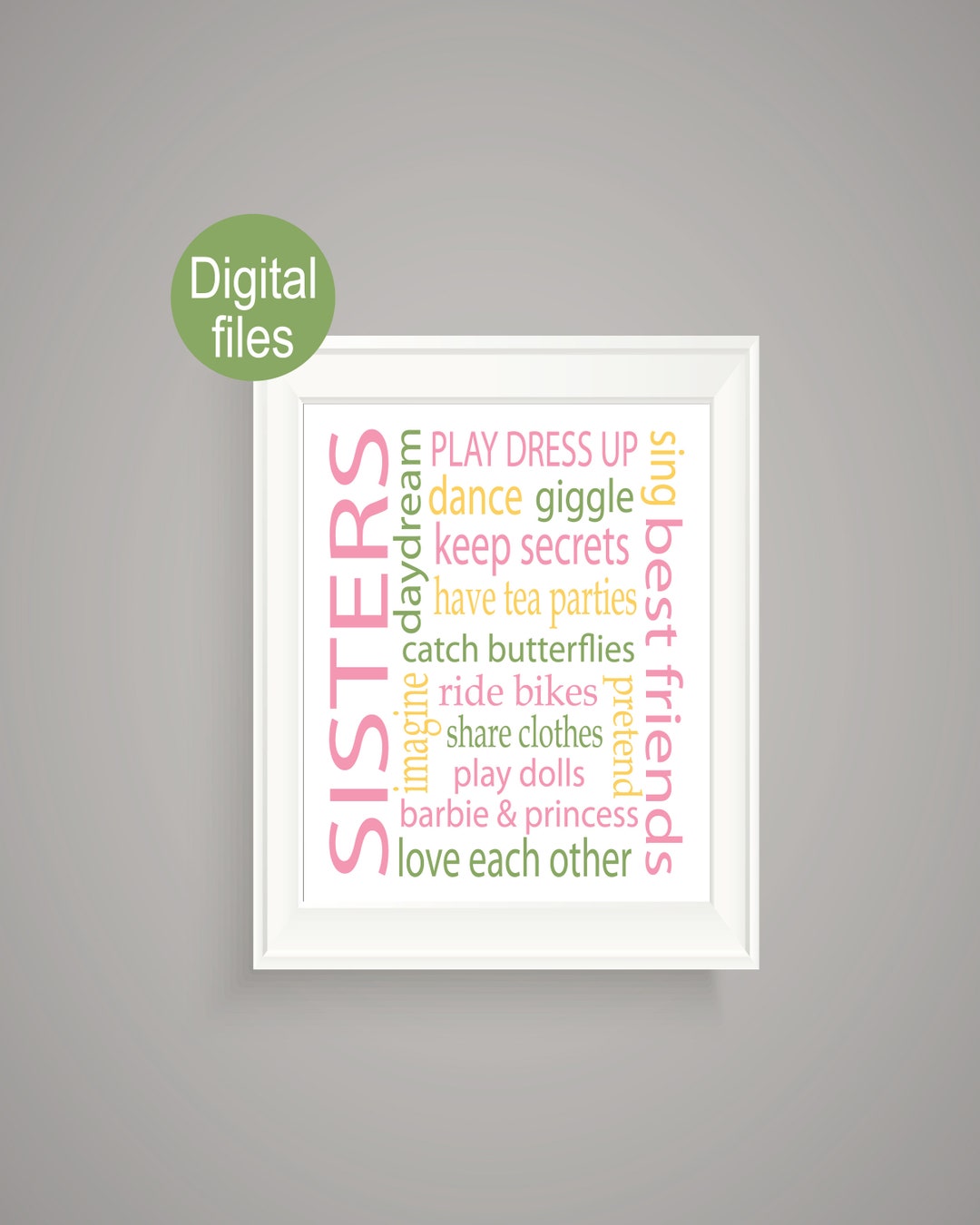 Sisters Wall Decor Wall Art Sisters Subway Art Playroom Wall Etsy