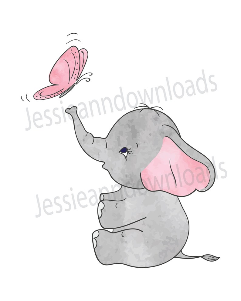 Baby Girl Elephant Nursery Wall Decor Prints Posters Elephant Etsy