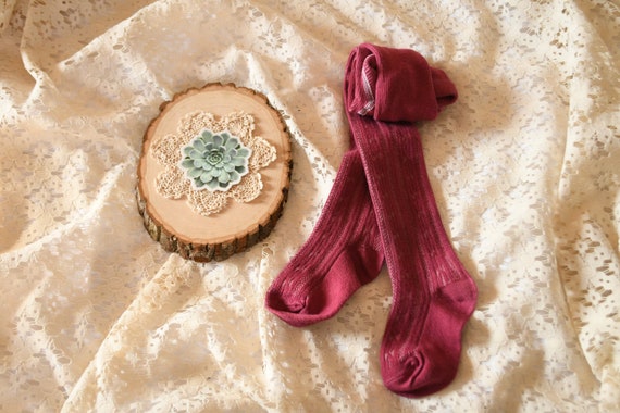 burgundy baby tights