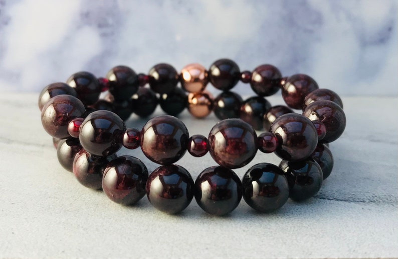 Red Garnet Beaded Bracelet for Women, January Birthstone Bracelet, Garnet Bracelet Rose Gold for Her, Red Jewelry, Mothers Day Gift Idea image 7