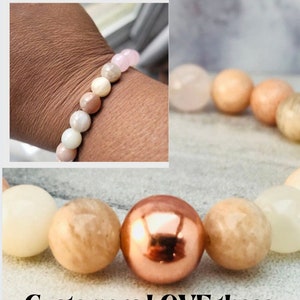 Fertility Bracelet Rose Quartz, Moonstone Beaded Bracelet Women, Healthy Pregnancy Crystal, Postpartum Gift New Mom, Mothers Day Gift Mom image 3