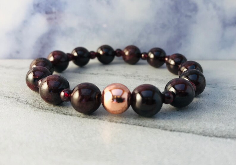 Red Garnet Beaded Bracelet for Women, January Birthstone Bracelet, Garnet Bracelet Rose Gold for Her, Red Jewelry, Mothers Day Gift Idea image 8