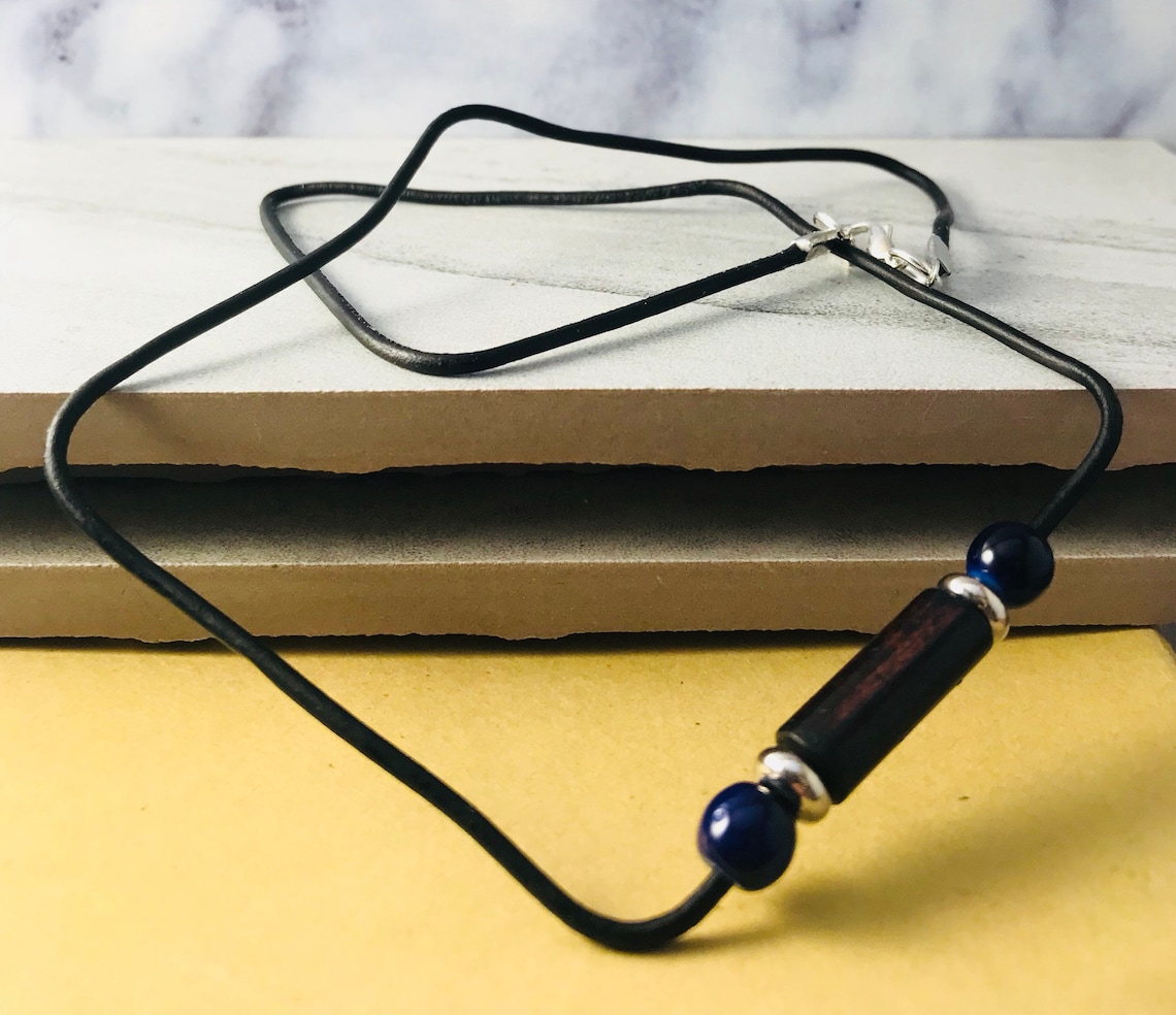 Leather Cord Choker Necklace Men Leather Bead Choker Women Etsy UK