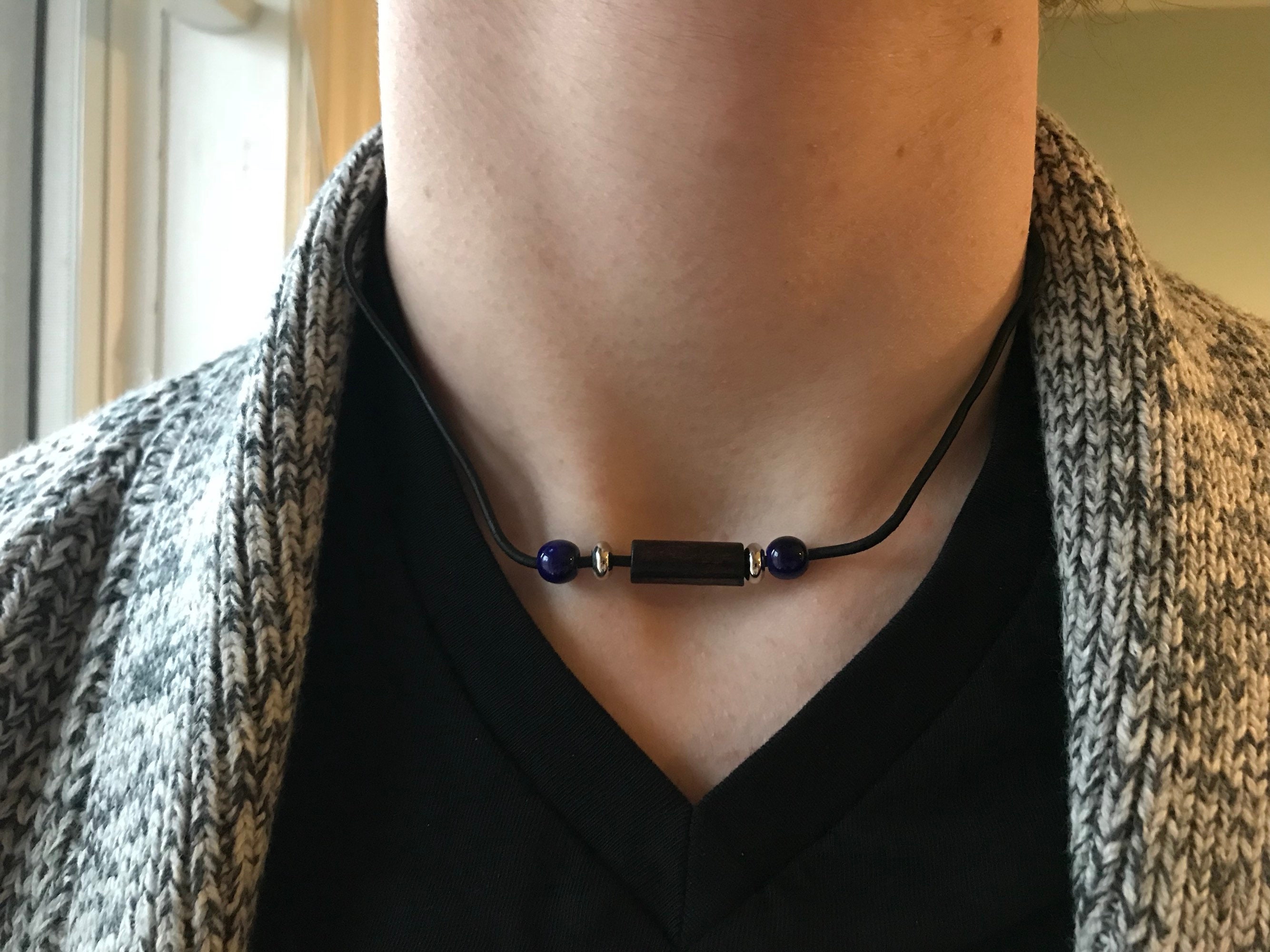 Leather Cord Choker Necklace Men Leather Bead Choker Women Etsy UK