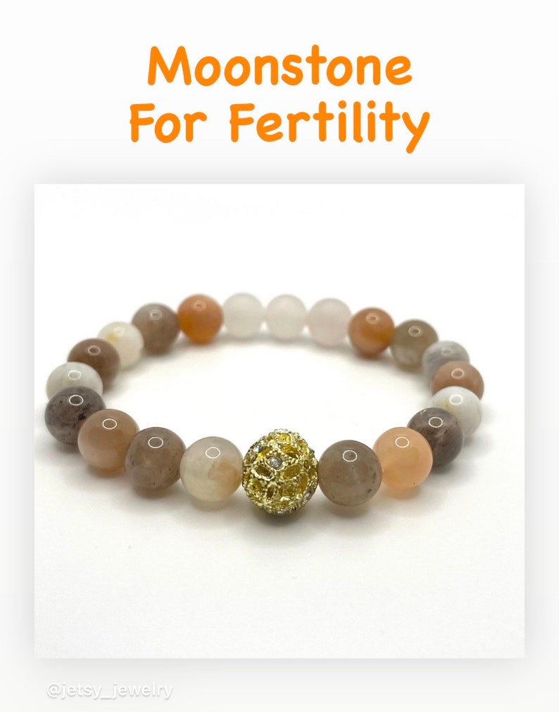 Fertility Bracelet Rose Quartz, Moonstone Beaded Bracelet Women, Healthy Pregnancy Crystal, Postpartum Gift New Mom, Mothers Day Gift Mom image 9