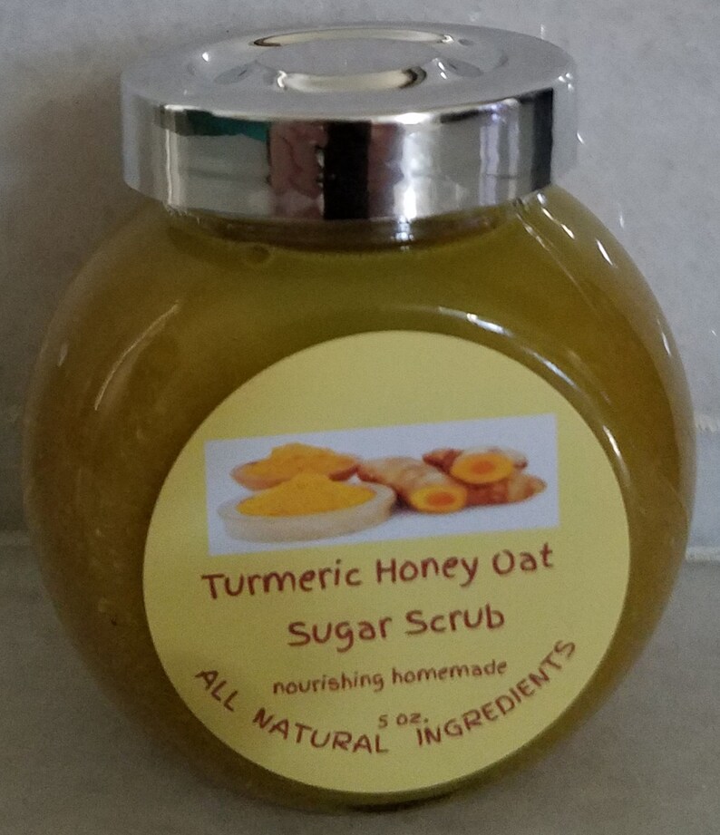 Turmeric Honey Oat Sugar Scrub All Natural Homemade Custom Etsy