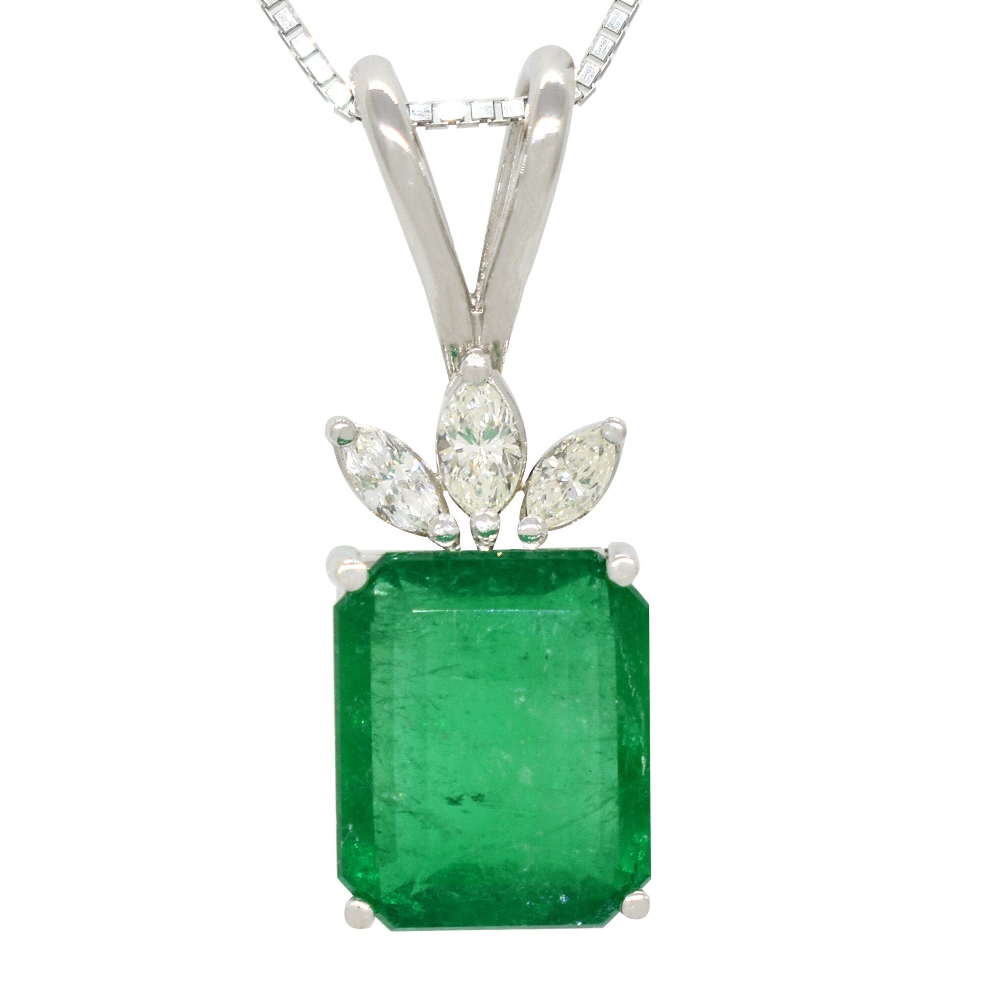 4.26 Ct. Emerald Cut Genuine Natural Emerald Pendant Necklace Etsy