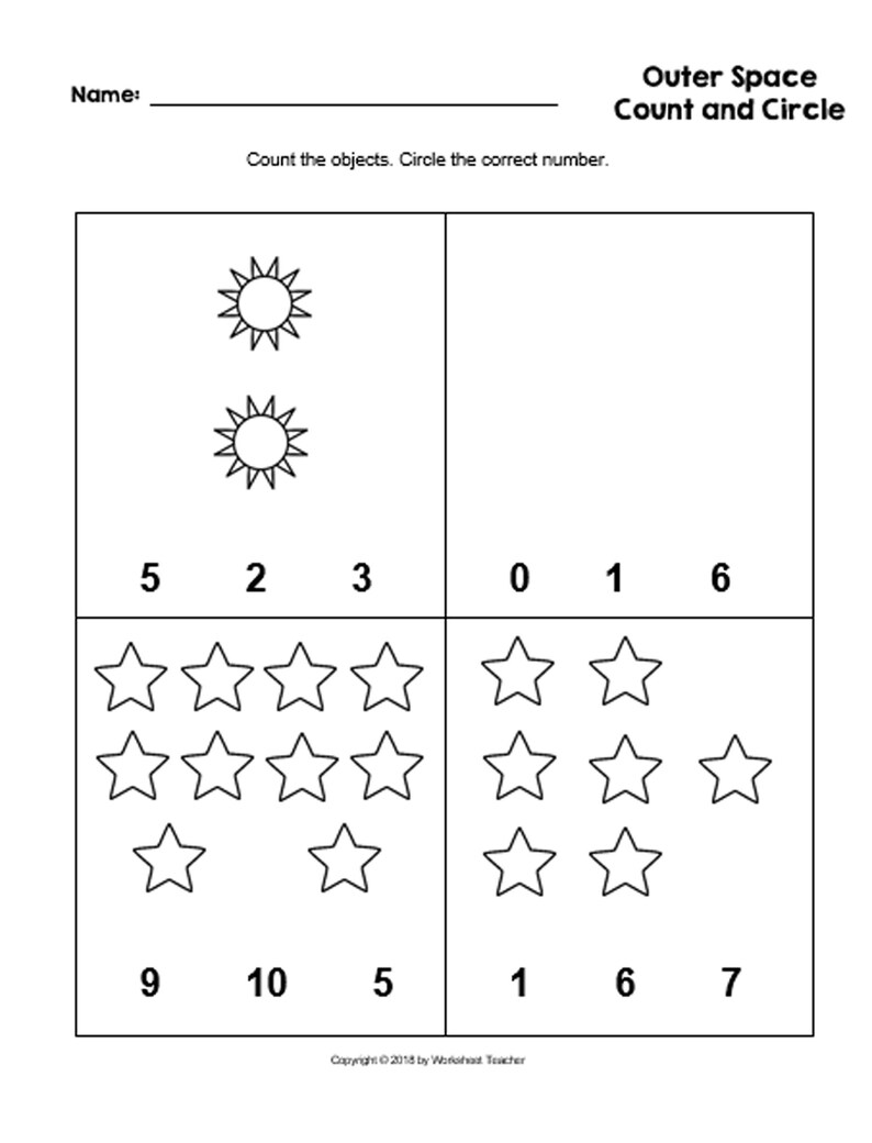 4 printable outer space count and circle numbers 0 10 etsy