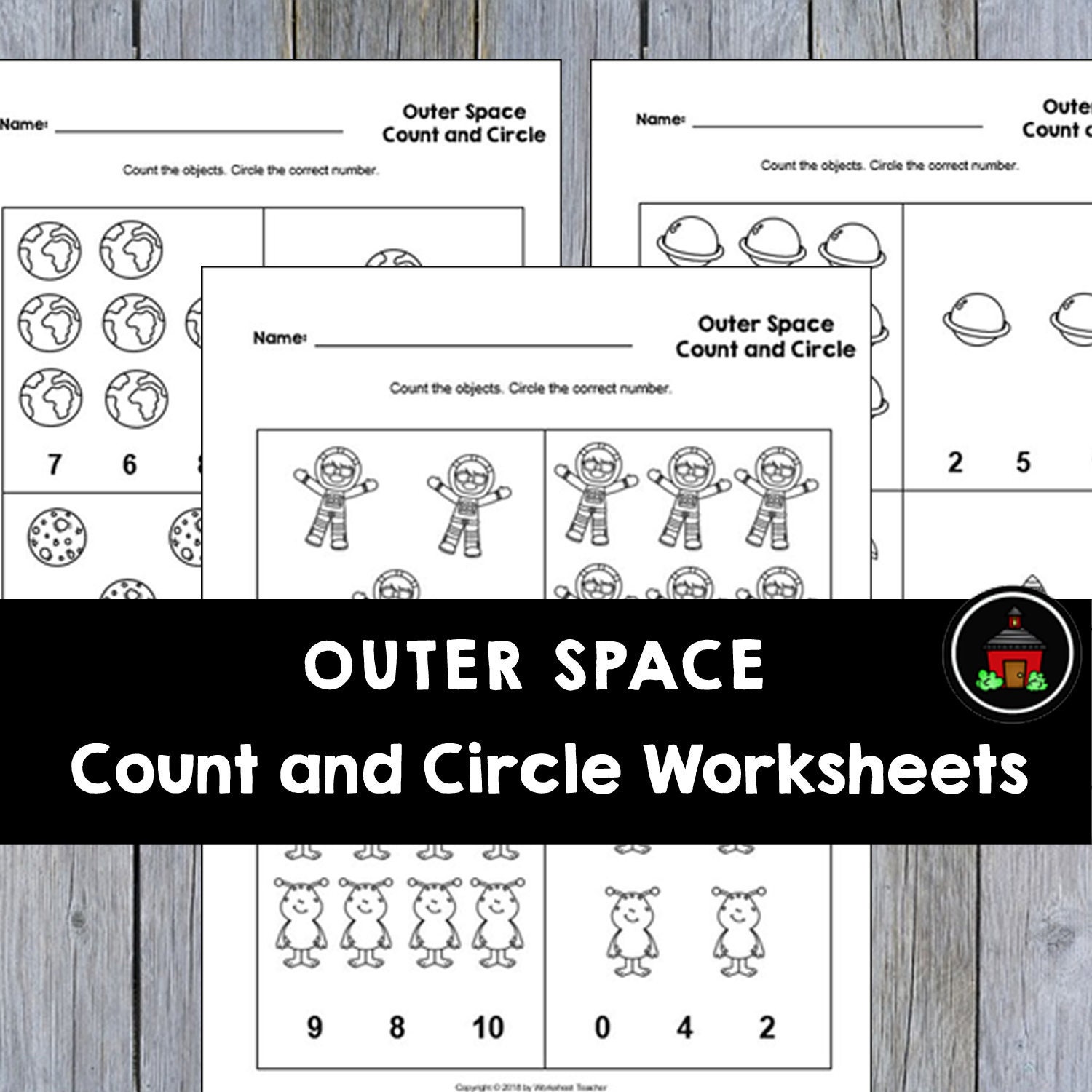 4 Printable Outer Space Count and Circle Numbers 0-10 | Etsy