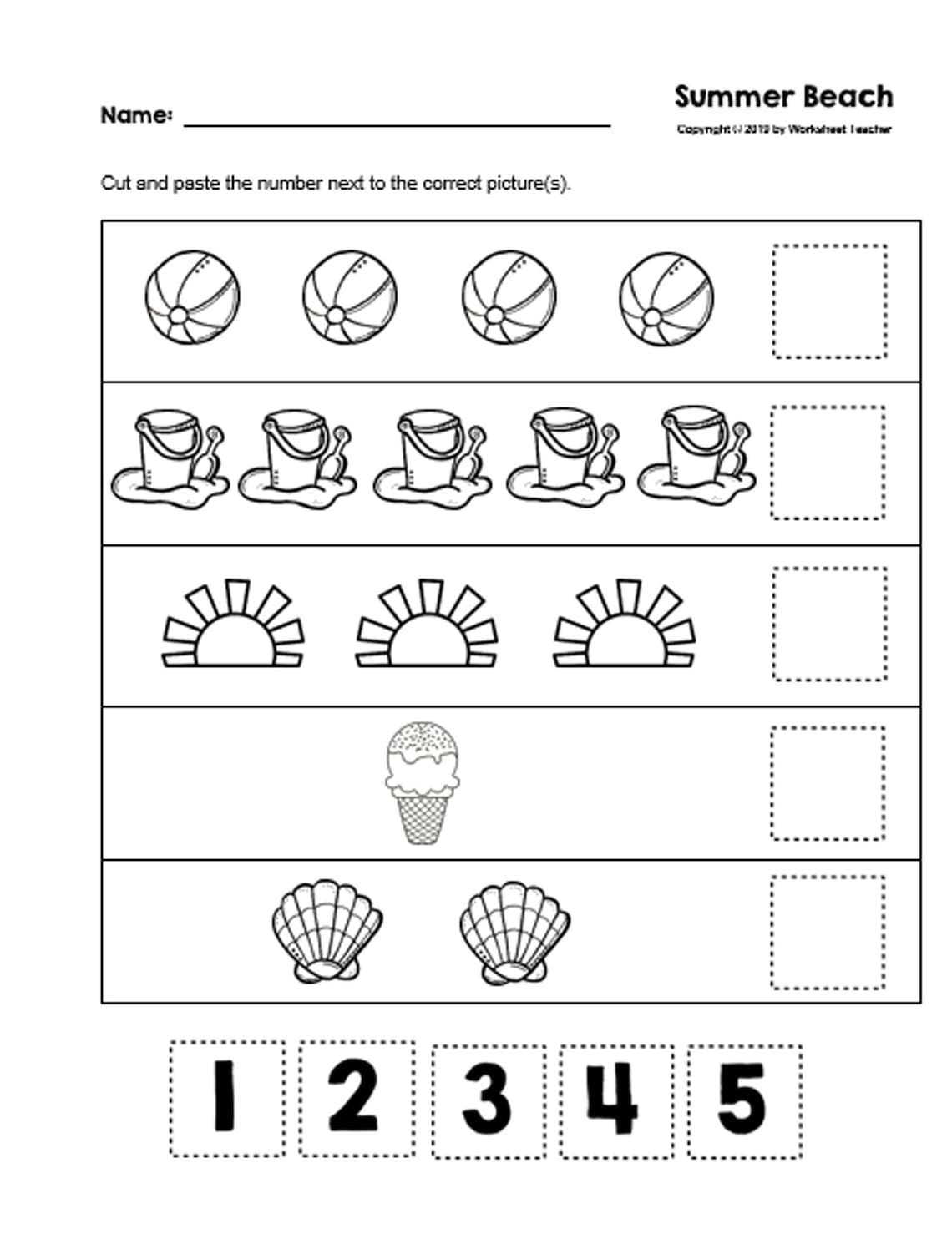30 cut and paste numbers 1 5 bw printable worksheets etsy