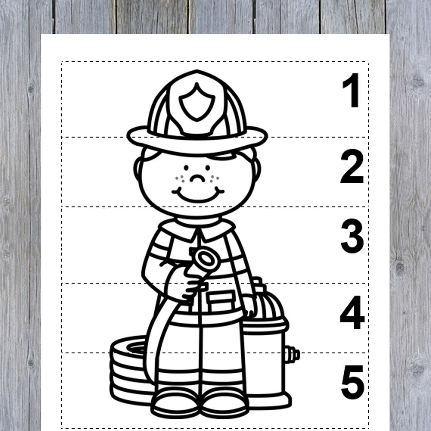 10 Community Helpers Number Sequence 15 Preschool Math B&W Etsy