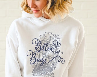 Billow and Breeze Hoodie in 4 Colours S - 5XL, Skye Boat Song, Sailing, Robert Louis Stevenson, Nautical Sweater