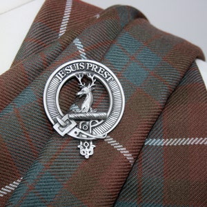Fraser of Lovat Clan Badge in Pewter - Fraser Clan Plaid Brooch