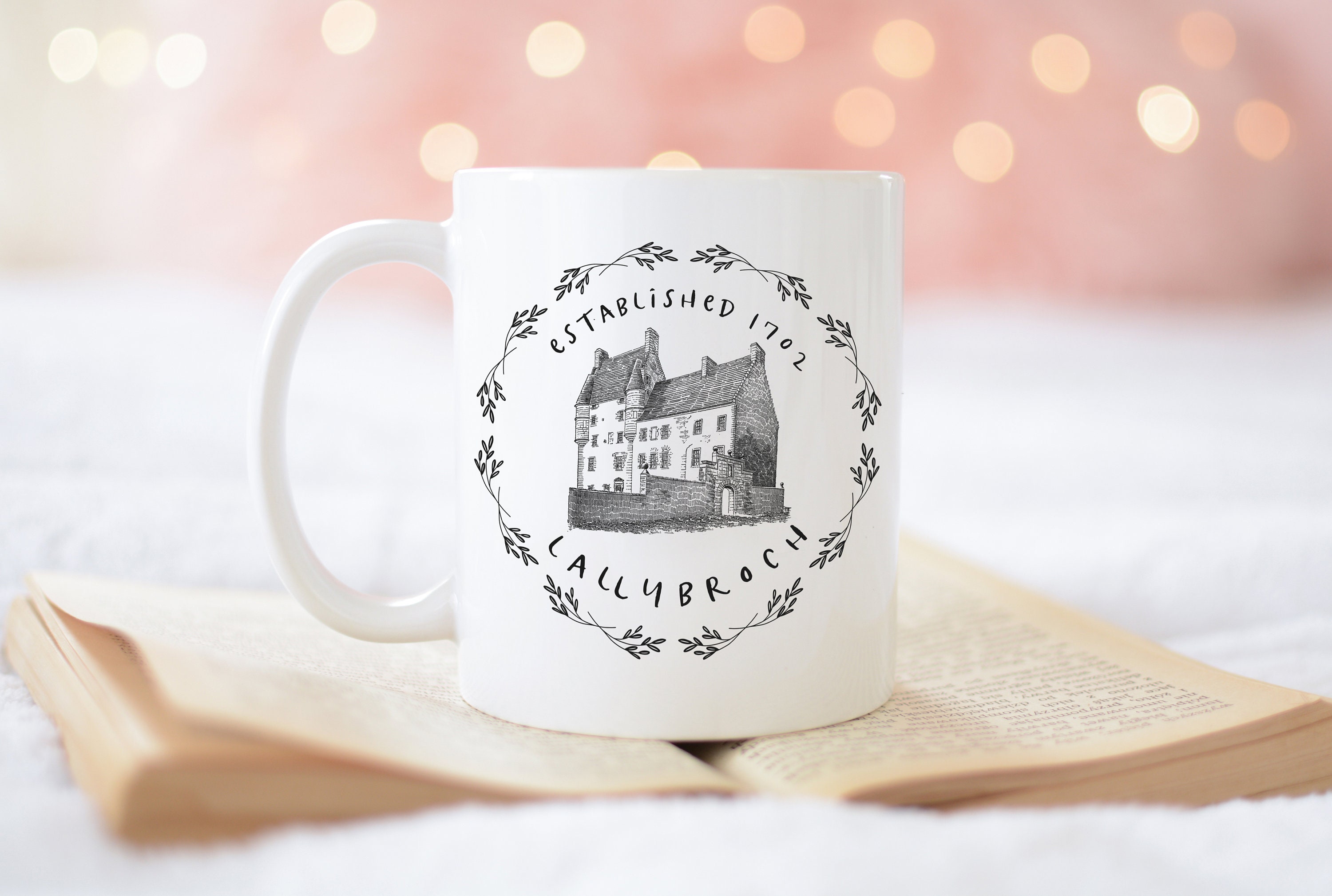 Lallybroch Outlander Mug avec Le Château de Midhope. Tasse Café Tient 11Oz.