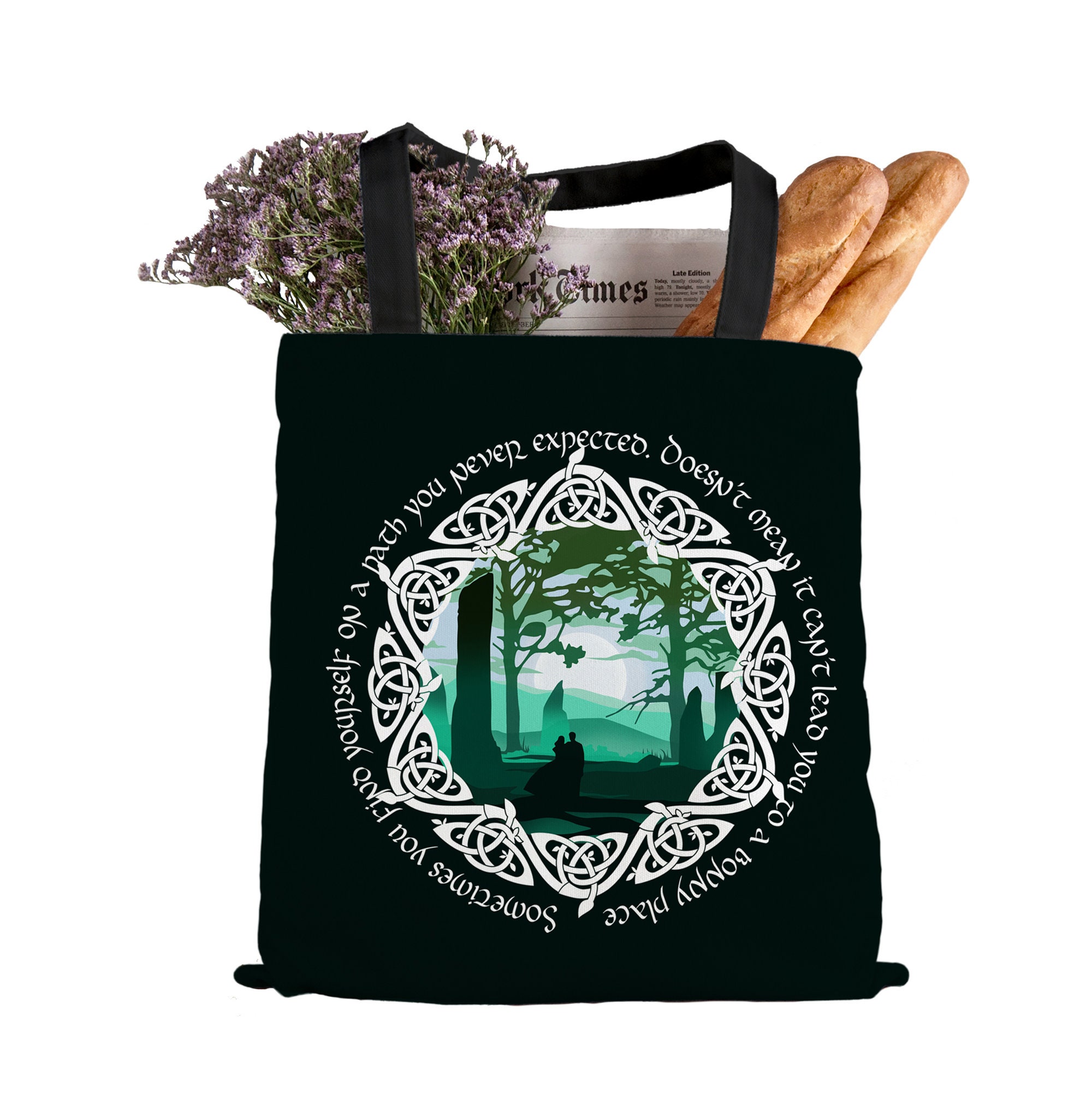 Outlander Tote Bag With Claire & Jamie Fraser at Craigh Na Etsy