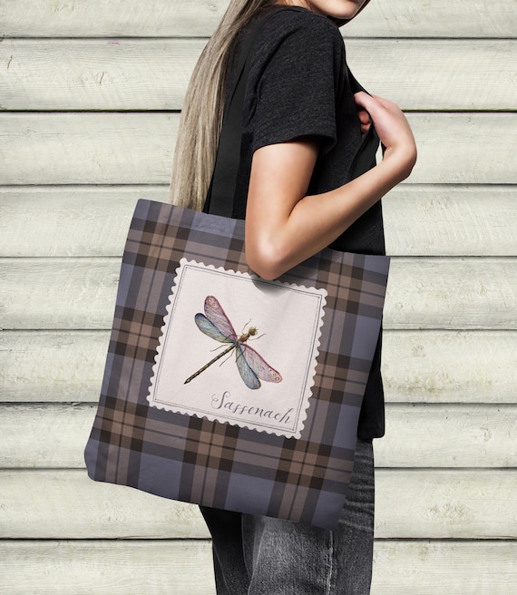 Sassenach Libelle Tote in 3 GroBen Tartan Tasche kariert Geschenk fur Buchliebhaber Leseratte Claire Fraser Outlander Etsy