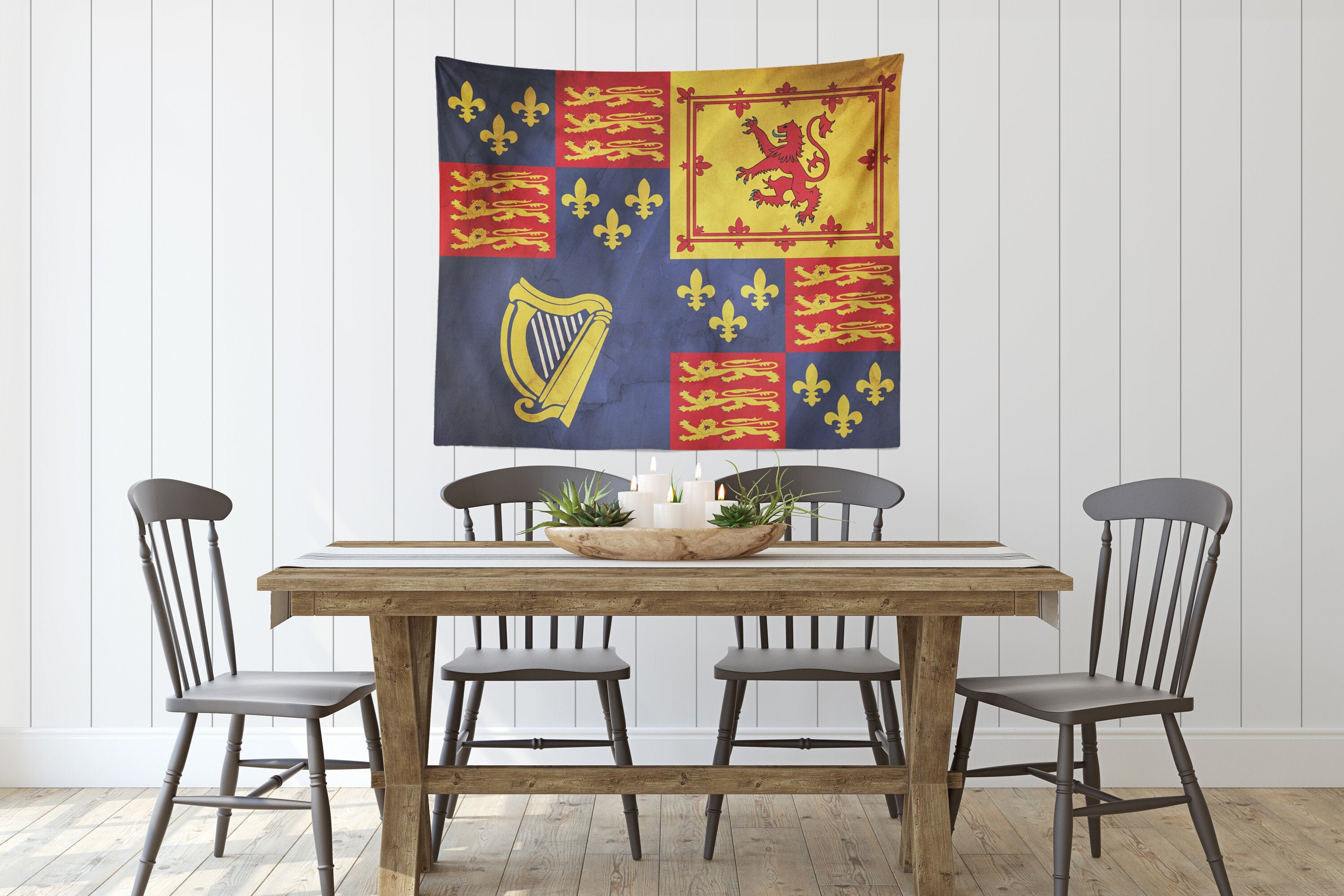 Stuart Royal Standard Flag Wall Hanging/Tapisserie. Bannière Jacobite de La Bataille Culloden. Indic