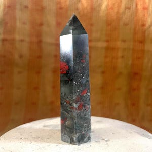 African Blood Stone Obelisk, Crystal Tower, Obelisk, Crystal Point Wand, Natural Africa Blood Stone Tower Point