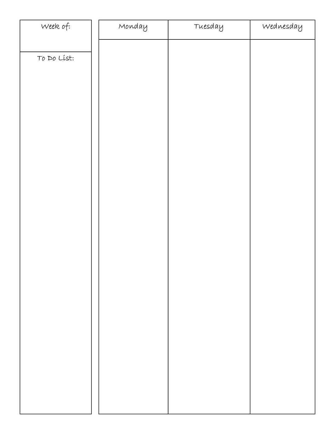 Weekly Planner Page Weekly Layout Planner Download Bujo Bullet Journal ...