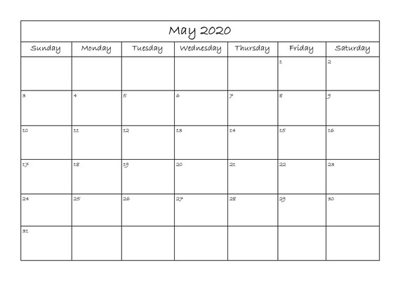 2020 calendar planner calendar b5 calendar digital download bujo bullet journal 2020 fill in calendar