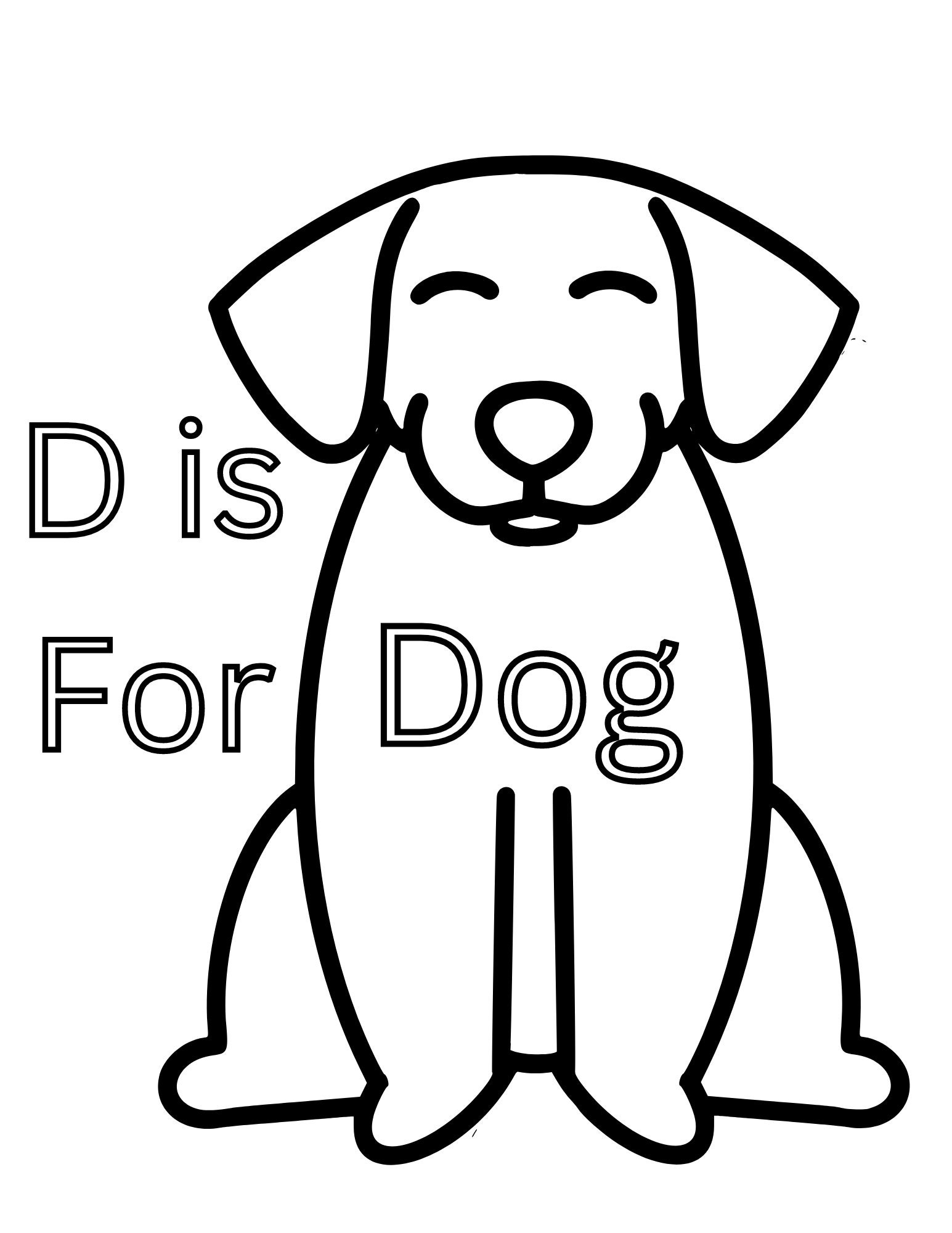D is for Dog Coloring Sheet - Educational - Kids Coloring Page - Kids ...