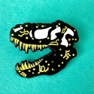 T-Rex Gold Glitter Constellation Soft Enamel Pin, Dinosaur Lapel Pin