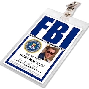 Burt Macklin FBI Parks and Recreation ID Badge Card Cosplay Costume Name Tag Prop
