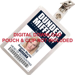 The Office, Angela Martin, Dunder Mifflin ID Card Badge, Name Tag, for Costume Cosplay, IMAGE DOWNLOAD