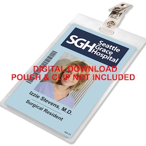 Grey&#39;s Anatomy, Izzie Stevens, Sloan Memorial Hospital ID Card Badge, naamplaatje, voor kostuum cosplay, IMAGE DOWNLOAD