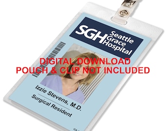 Greys Anatomy, Izzie Stevens, Sloan Memorial Krankenhaus Ausweis Abzeichen, Namensschild, für Kostüm Cosplay, BILD DOWNLOAD