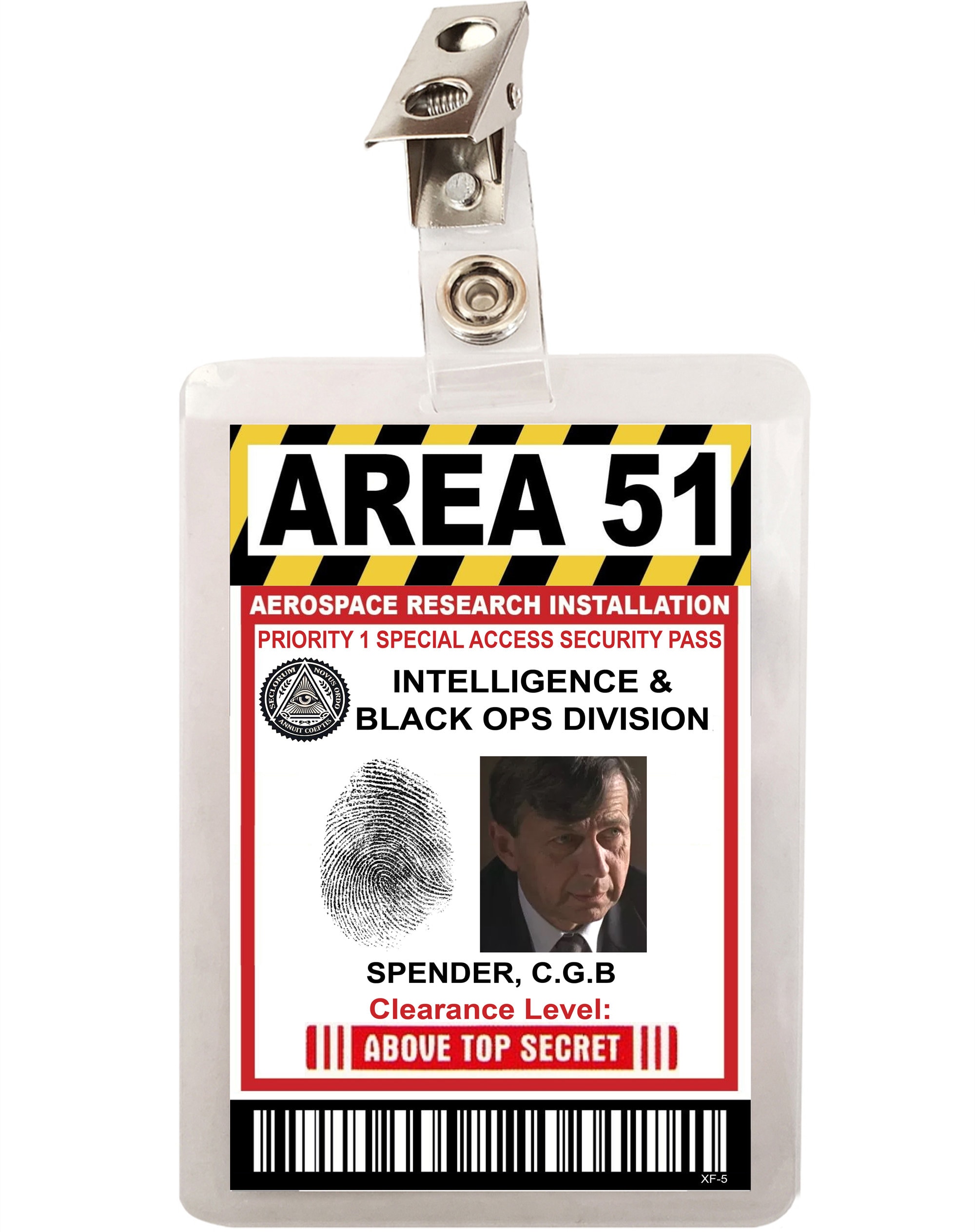 X FILES Cigarette Smoking Man Area 51 ID Badge Name Tag Card