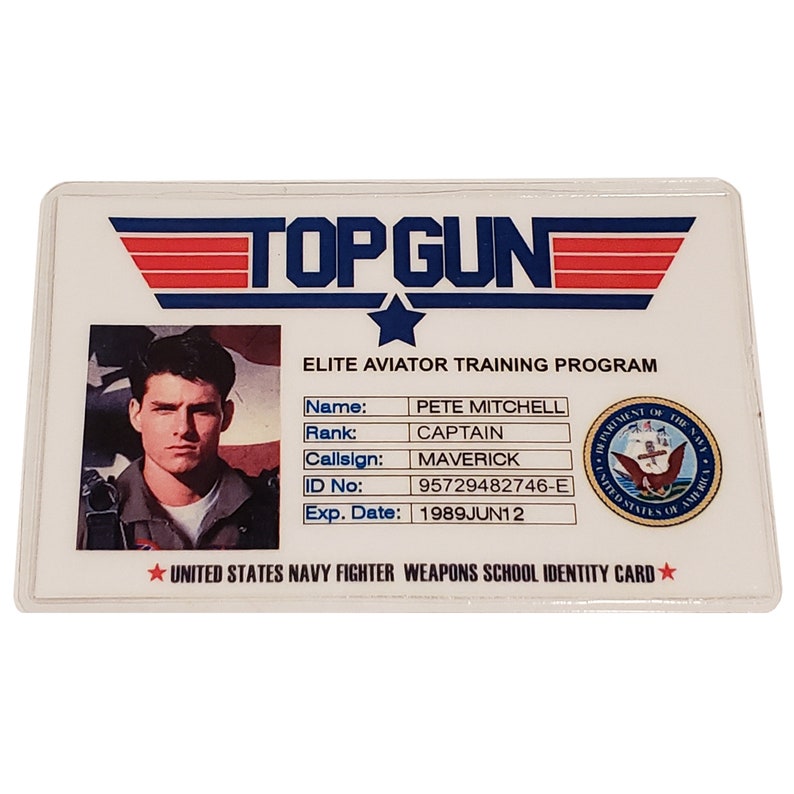 Pete Mitchell MAVERICK Top Gun School Navy / Air Force ID Card Etsy