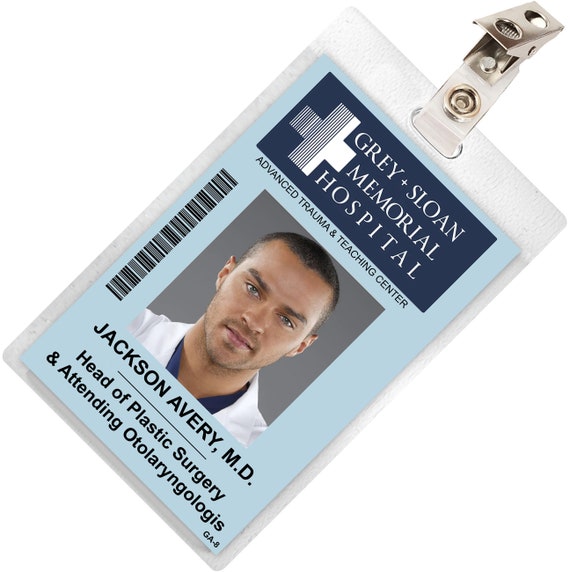 Grey's Anatomy JACKSON AVERY Grey Sloan Memorial Hospital ID Badge Card  Cosplay Costume Name Tag 