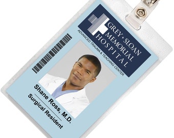 Grey's Anatomy SHANE ROSS Sloan Memorial Hospital ID Badge Card Cosplay Costume Name Tag