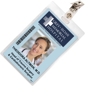 Grey&#39;s Anatomy Theodora TEDDY ALTMAN Sloan Memorial Hospital ID Badge Card Cosplay Costume Name Tag