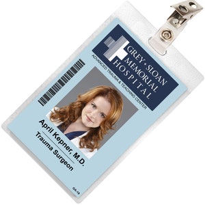 Grey&#39;s Anatomy APRIL KEPNER Sloan Memorial Hospital ID Badge Card Cosplay Costume Name Tag
