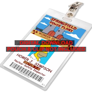 Homer Simpson, der Simpsons, Springfield Power Plant, Worker ID Badge, Karte, Namensschild, für Cosplay Kostüm, digitaler BILD DOWNLOAD