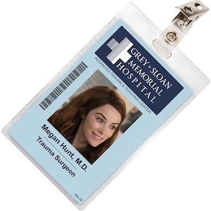 Grey&#39;s Anatomy MEGAN HUNT Sloan Memorial Hospital ID Badge Card Cosplay Costume Name Tag