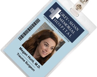 Grey's Anatomy MEGAN HUNT Sloan Memorial Hospital ID Badge Card Cosplay Costume Name Tag