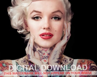 Marilyn Monroe hochwertige digitale Bild Bild Portrait Poster w / Körper Kunst & Tattoos - DOWNLOAD