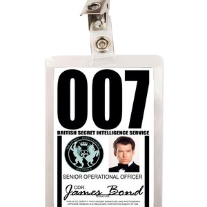 James Bond 007 MI6 / SIS British Secret Intelligence Service ID Badge Name Tag Card Laminate Cosplay Prop image 2