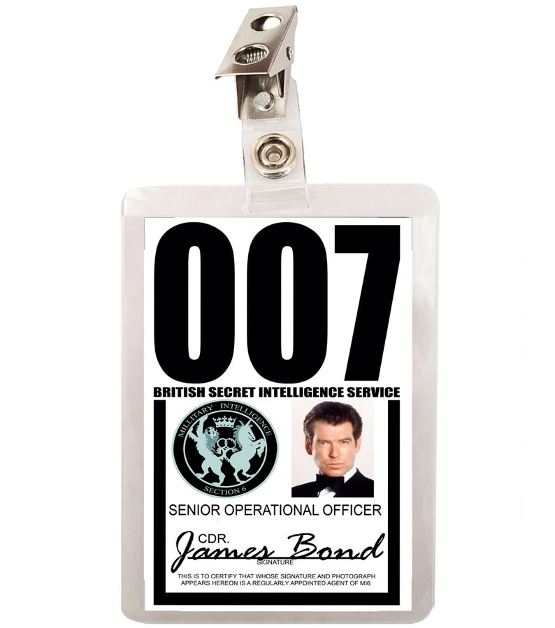 James Bond 007 MI6 / SIS British Secret Intelligence Service ID Badge Name Tag Card Laminate Cosplay Prop image 2