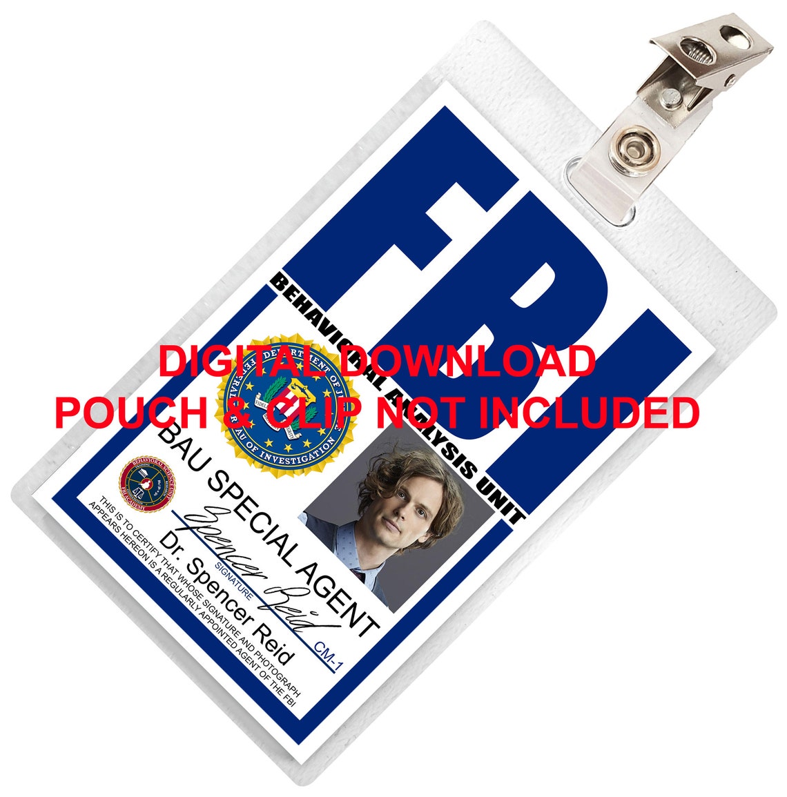Criminal Minds Dr. Spencer Reid FBI ID Card Badge Name Tag Etsy