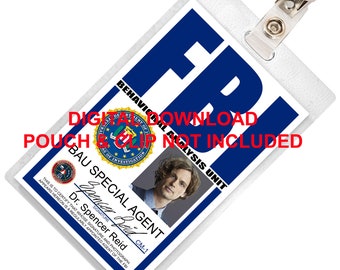 Criminal Minds, Dr. Spencer Reid, FBI ID Card Badge, Name Tag, for Costume Cosplay, Image Download