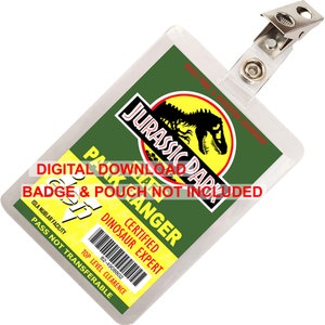 Jurassic Park / World Ranger ID Badge Name Tag Prop for Cosplay Costume - Image Download