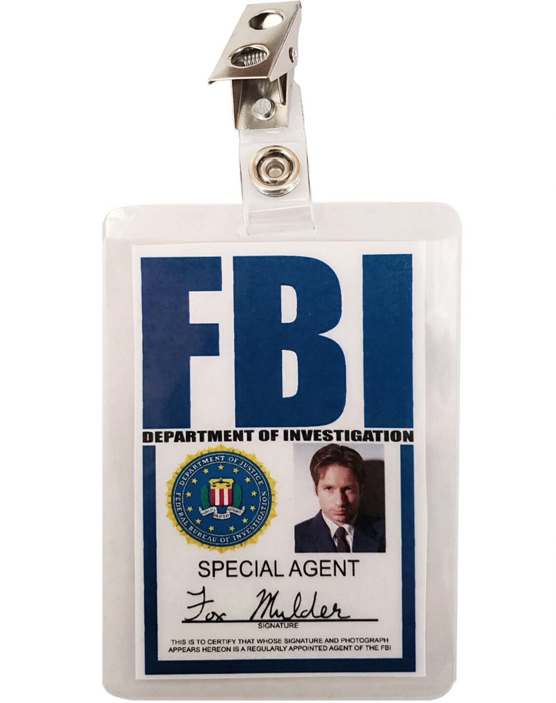 X FILES Fox Mulder FBI ID Badge Name Tag Card Laminate Costume | Etsy